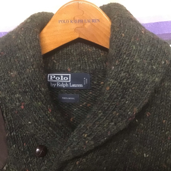 Euc Polo wool and leather cowl sweater Sz L - Picture 5 of 5